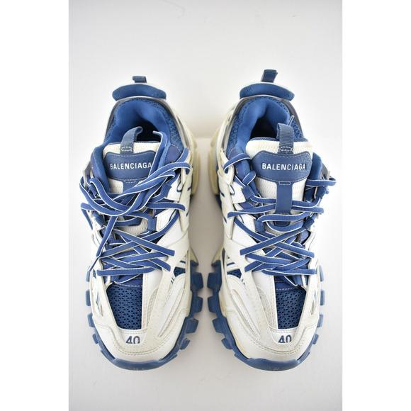 Balenciaga Track Sneaker Blue White Distressed Worn Out Platform Flat Trainer 40 - Picture 6 of 12